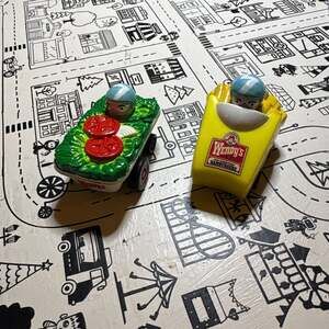 Vintage Wendy's Kids Meal Food Racers Set - French Fry & Salad Cars